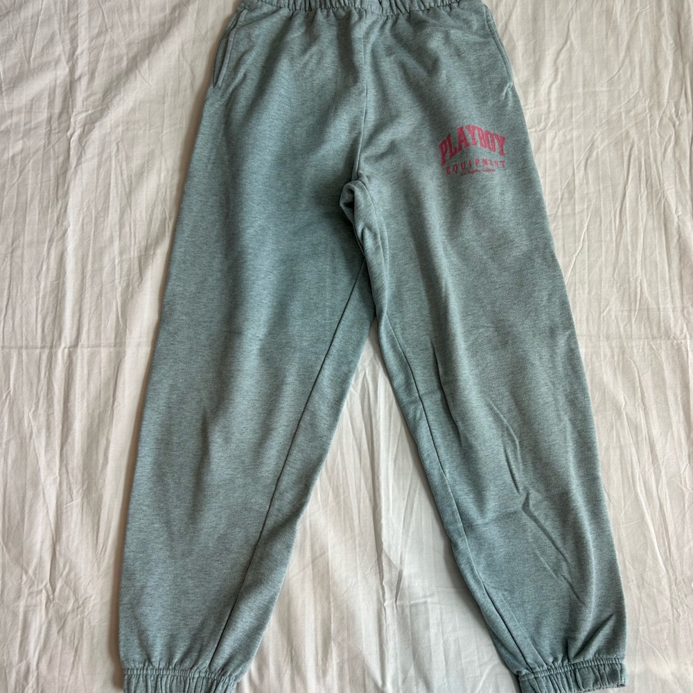 PLAYBOY Women’s Blue Joggers with Pink Logo